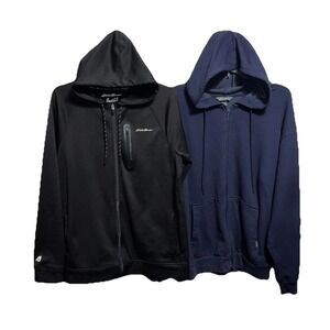 Eddie Bauer Full Zip Hoodie Jackets Black Blue Men's Size M Lot of 2 Athletic
